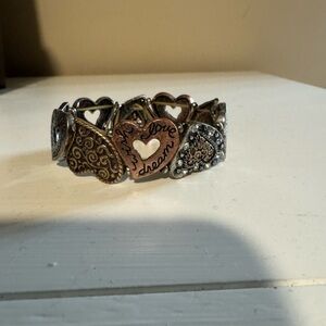 Brighton Two-Tone Heart Stretch Bracelet - Silver and Rose Gold